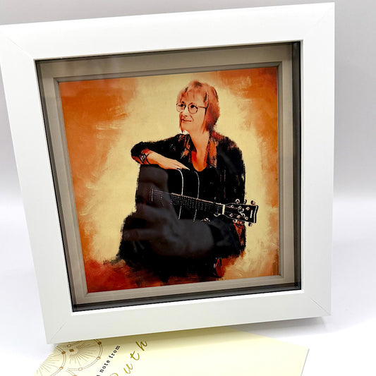 Signed & Personalised Acoustic Covers Artwork In Square White Box Frame