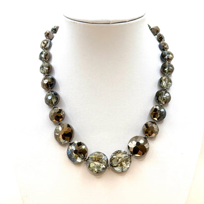 Handmade Bead Necklace - Bronze Crystal Hues