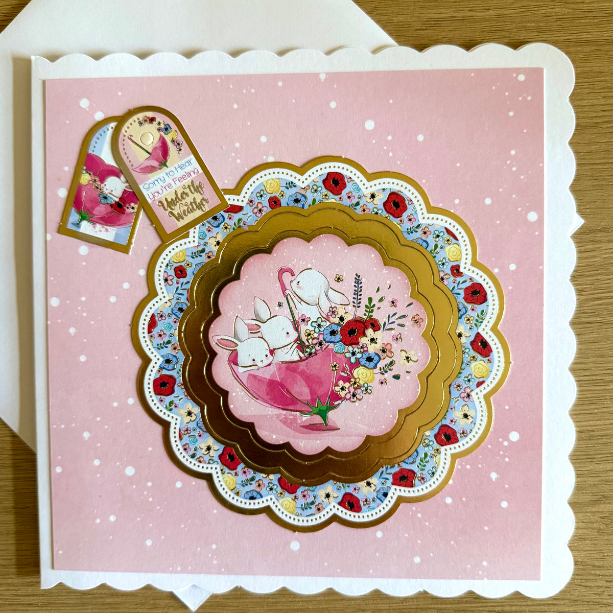Four Square Handmade Cards: Bunnies & Flowers