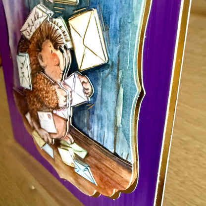 Handmade Decoupage Hedgehog Card: ‘With Love Always’